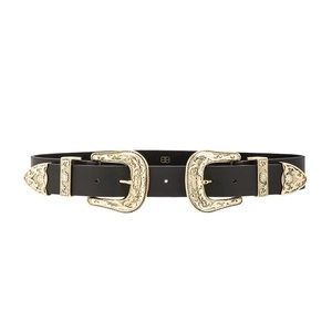 B-Low the Belt Bri-Bri Leather Waist Belt, black and gold. Size medium.